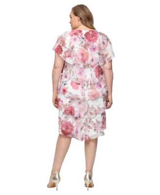 Plus Size V-Neck Embellished Tiered A-Line Dress