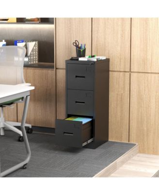 3 Drawer Vertical File Cabinet, Lockable Filing Cabinet with Card Slot, Storage Cabinet for Home Office, Holds A4/Letter/Legal Files