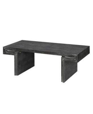 Vintage Industrial Coffee Table, Rectangular Wood Center Table with Thicken Wood Table Top for Living Room