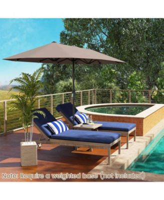 13 FT Large Patio Umbrella Outdoor Double-Sided Table Market Umbrella with Crank Handle-Coffee