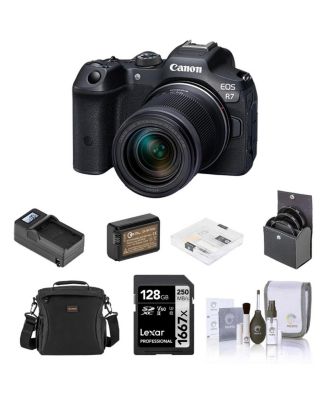 EOS R7 Mirrorless Camera with RF-S 18-150mm f/3.5-6.3 Lens, Bundle w/Extra Battery, Smart Charger, 128GB Memory Card, Shoulder Bag, 55mm Filter