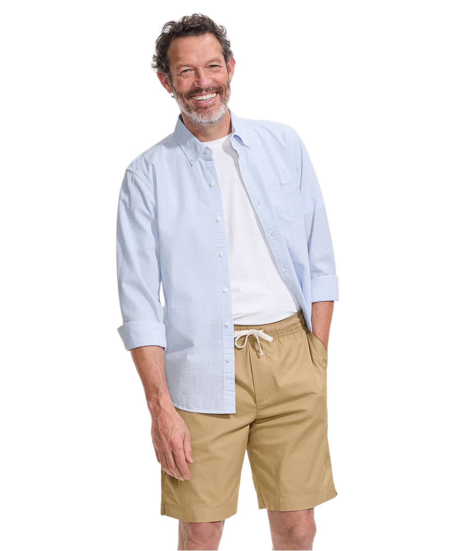 Мужские шорты Lands' End 9" Lightweight Twill Pull On Deck Short, цвет: Пустынный рыжевато-коричневый — фото 3