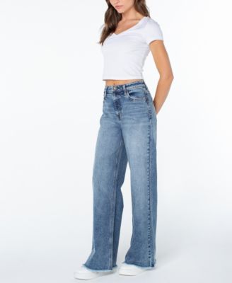 Women's Wide-Leg Fray-Hem Jeans