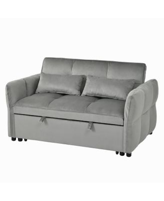 3-in-1 Velvet Pull Out Sleeper Sofa Bed with Adjustable Backrest