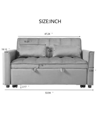 Velvet Convertible Sofa Bed with Backrest and Pillows for Small Space