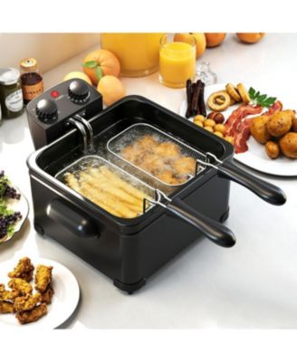 Electric Deep Fryer 5.3QT/21-Cup Stainless Steel 1700W with Triple Basket