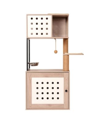   Cat Tree with Litter Box Enclosure, Hammock and Scratching Posts