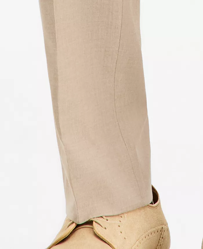 Men's Slim-Fit Tan Solid Suit Separates Pants - thumbnail 6