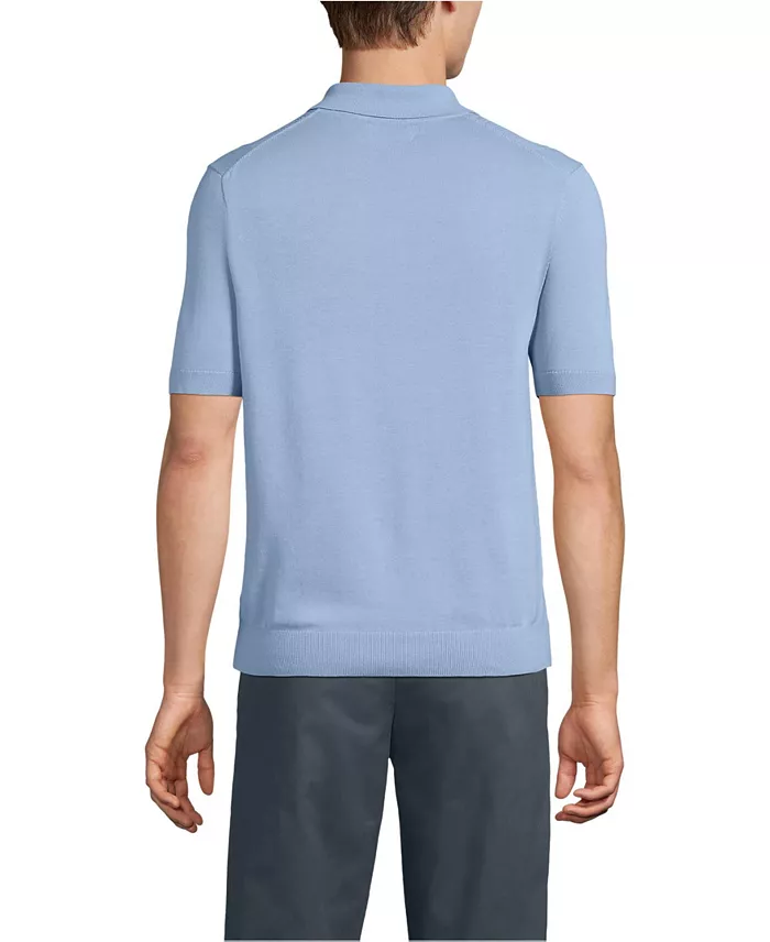 Men's Short Sleeve Vertical Rib Button Down Sweater Polo - thumbnail 10
