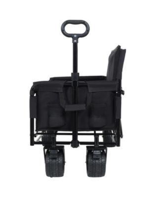 Outdoor Storage 3-in-1 Collapsible Foldable Wagon Cart with Bench Seat & Storage Heavy Duty Utility Cart For Camping