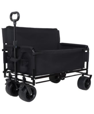 Outdoor Storage 3-in-1 Collapsible Foldable Wagon Cart with Bench Seat & Storage Heavy Duty Utility Cart For Camping
