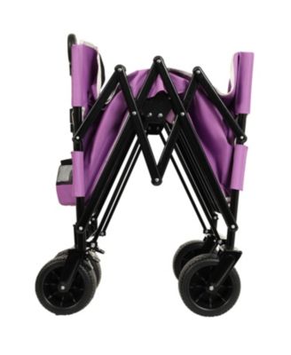 Outdoor Storage 3-in-1 Collapsible Foldable Wagon Cart with Bench Seat & Storage Heavy Duty Utility Cart For Camping