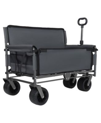 Outdoor Storage 3-in-1 Collapsible Foldable Wagon Cart with Bench Seat & Storage Heavy Duty Utility Cart For Camping