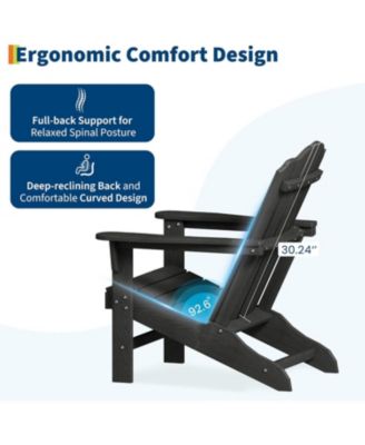 Adirondack Chair for Patio, HDPE Outdoor Lawn Chair with Wood Texture for Garden Backyard Deck Poolside Use