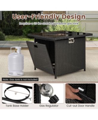 32.5 in Propane Fire Pit Table with Tempered Glass Top