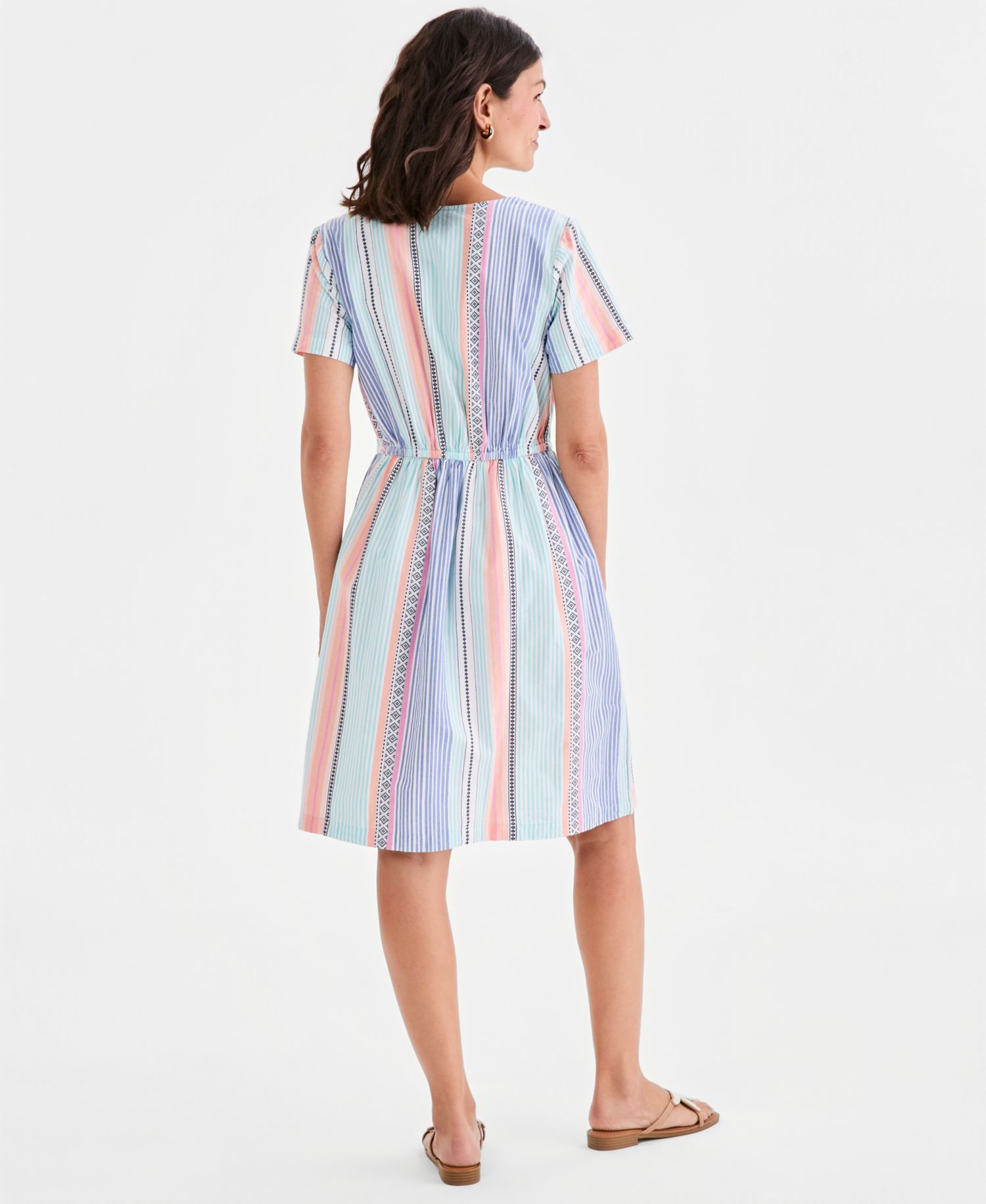 Women's Printed Cotton V-Neck Dress