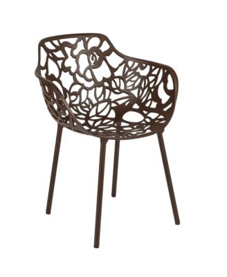 Devon Patio Dining Arm-Chair, Aluminum Stackable Design Side Chair, Weather Resistant Metal Chair, No Assembly, UV Protected