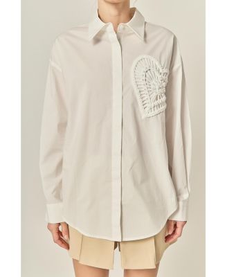 Women's Pearl Heart Button up Shirt