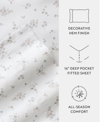 Long Staple 300-Thread Count Cotton Pattern 4-Pc. Sheet Set, King