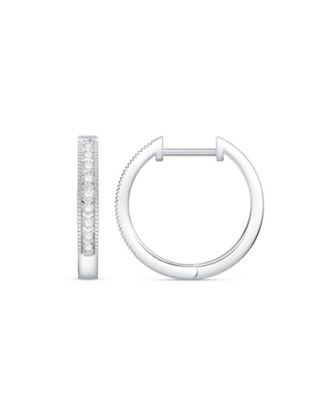 Diamond Mini Hoop Earrings in 10k White Gold (1/6 ct. t.w.)