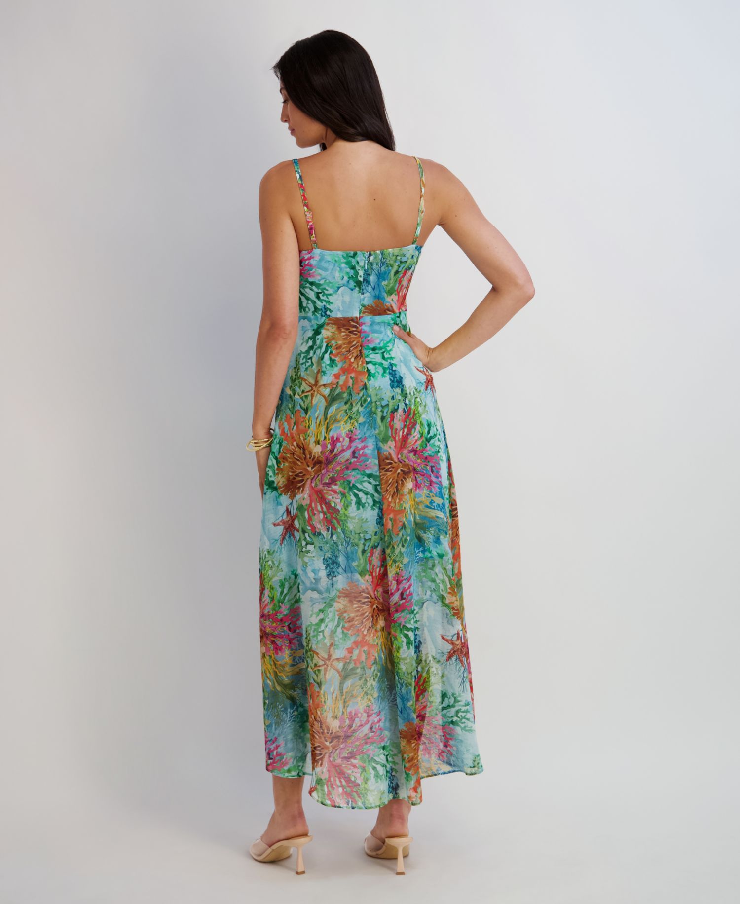 Women's Printed V-Neck High-Low Dress