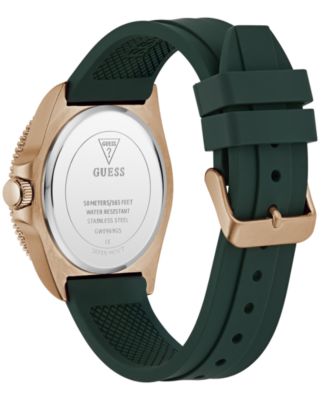 Men's Rose Gold-Tone Green Silicone Analog Watch, 43mm