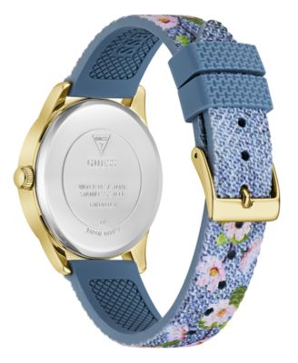 Women's Floral Print Silicone Strap Analog Watch, 36mm