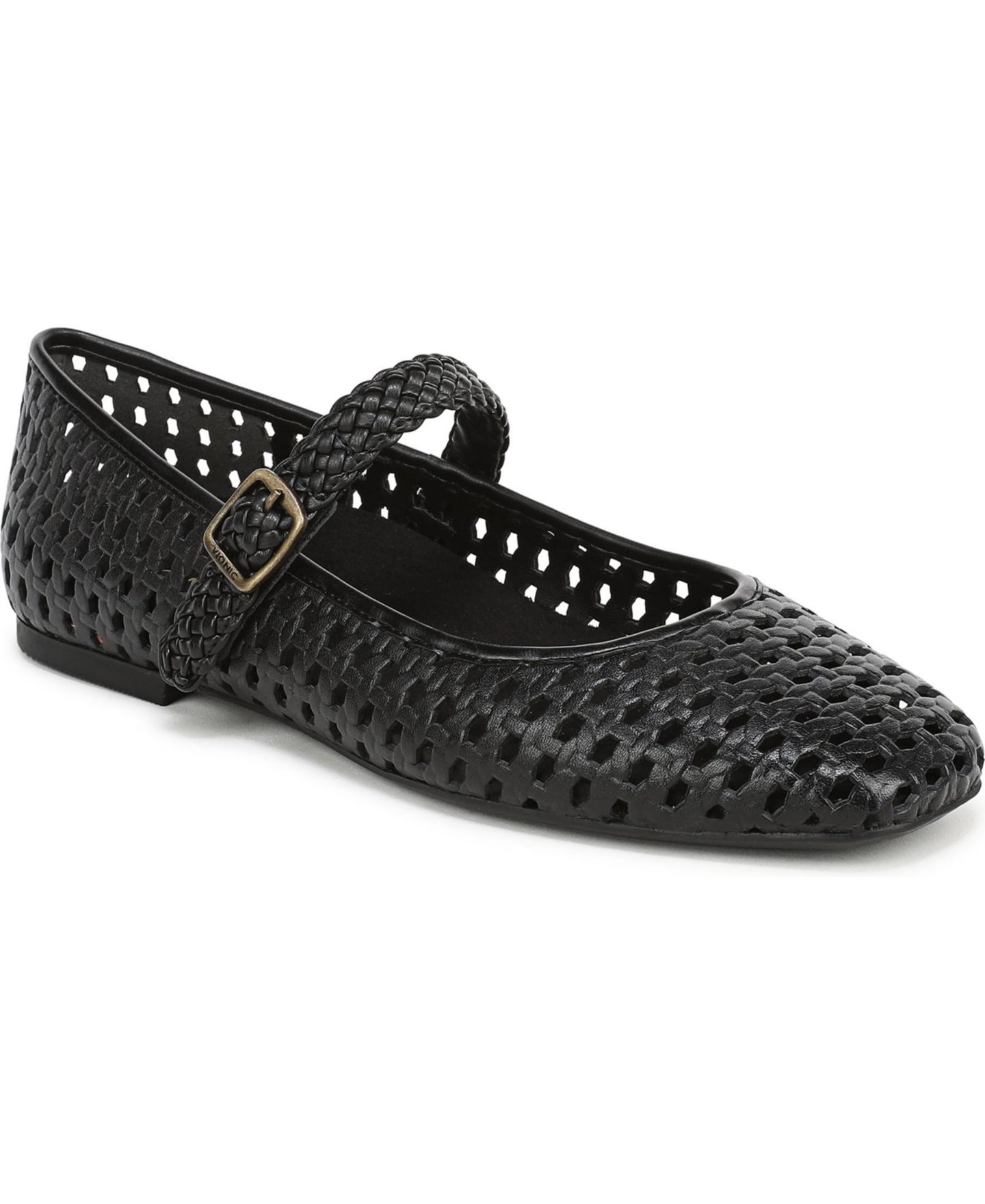 Женские балетки Vionic Alameda Woven Mary Jane Flats, цвет: Чёрный кожаный — фото 1