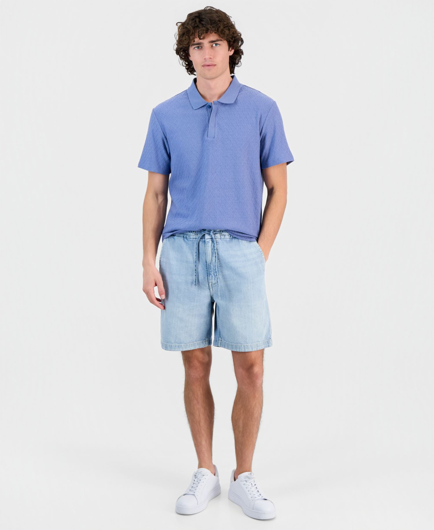 Men's Diagonal Texture Interlock Zip Polo