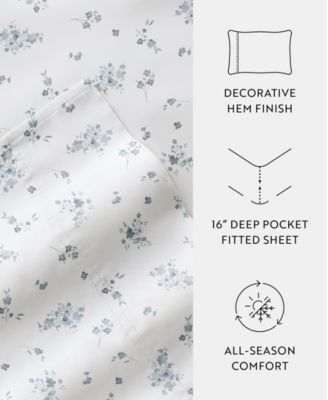 Long Staple 300-Thread Count Cotton Pattern 3-Pc. Sheet Set, Twin