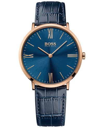BOSS Hugo Boss Men's Jackson Blue Leather Strap Watch 40mm 1513371