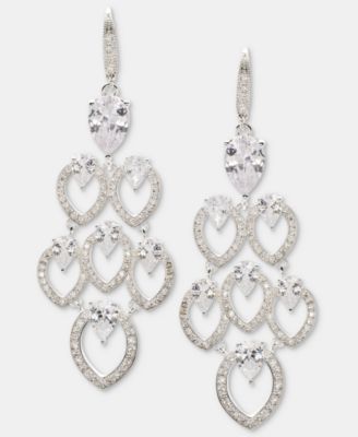 Silver-Tone Navette Crystal Chandelier Earrings