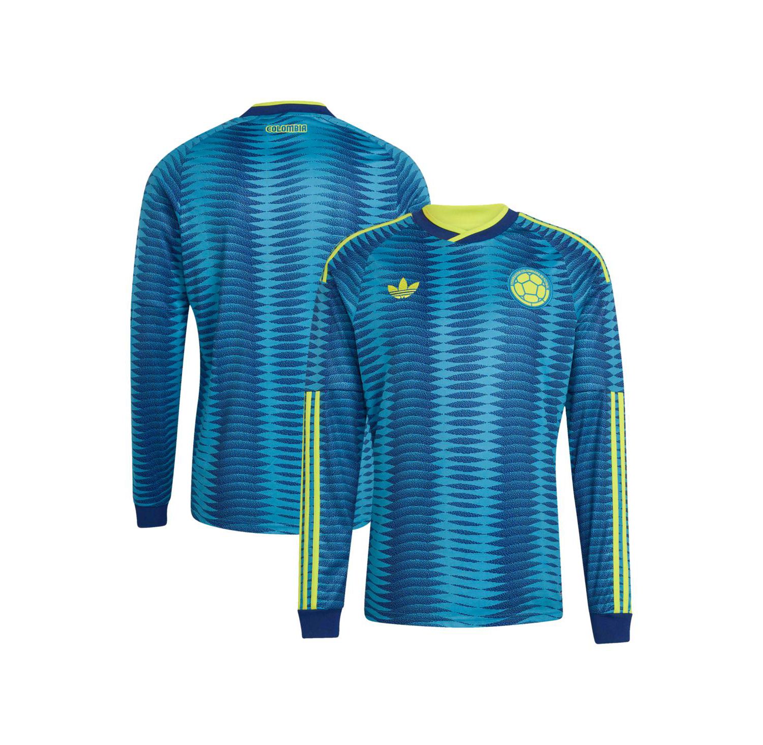 Men's Turquoise Colombia National Team FIFA X World Cup 2026 Away Replica Long Sleeve Jersey