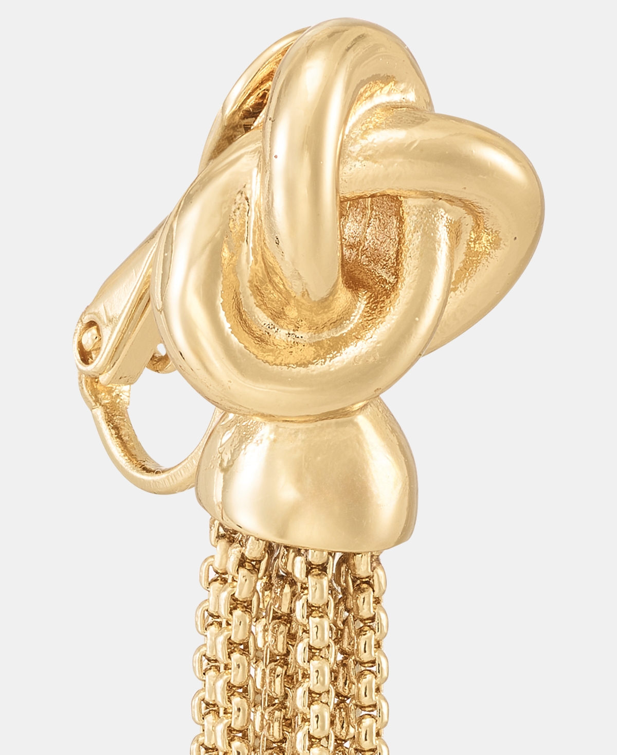 Anne Klein Gold-Tone Tassel Knot Ez Comfort Clip Earrings