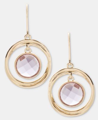 Gold-Tone Purple Stone Orbital Earrings
