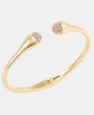 Gold-Tone Crystal Pav&eacute; Beaded Cuff Bracelet
