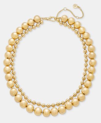 Dkny Gold-Tone Two-Row Ball Chain Collar Necklace - Gold
