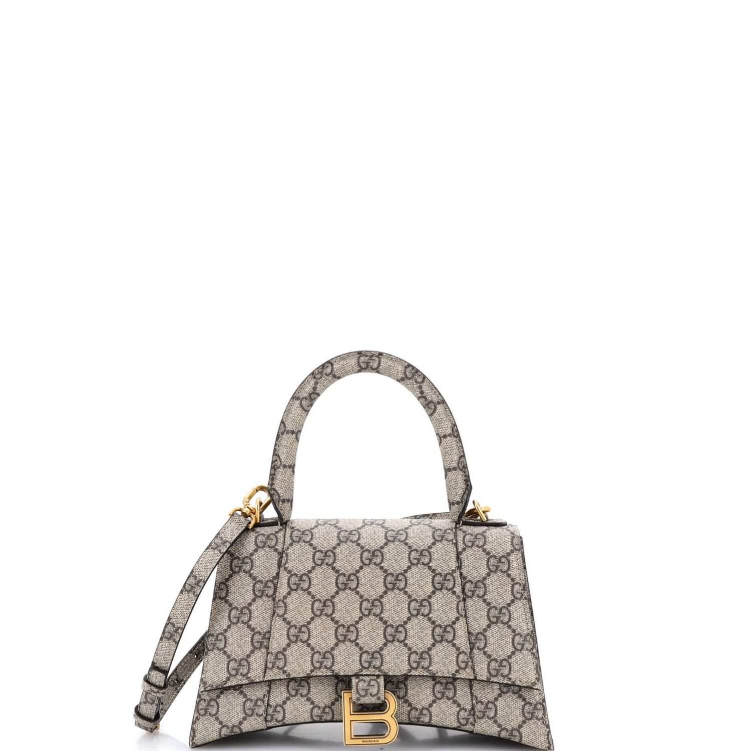 Small x Balenciaga The Hacker Project Hourglass Top Handle Bag GG Coated Canvas