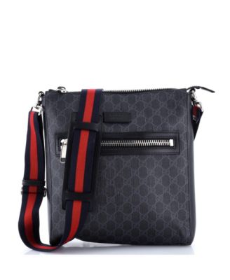 Medium Web Strap Front Zip Messenger Bag GG Coated Canvas