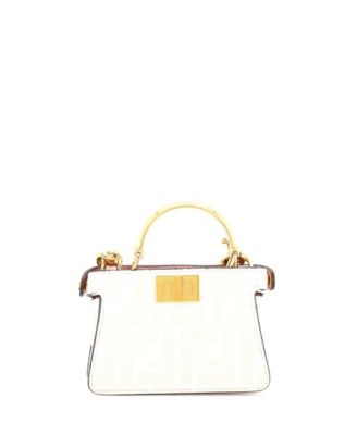 Nano Maxi Handle Peekaboo Bag Zucca Coated Canvas with Inlay Leather