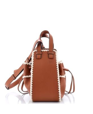 Small Hammock Bag Leather with Crochet Detail