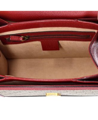 Small Queen Margaret Top Handle Bag GG Coated Canvas with Leather