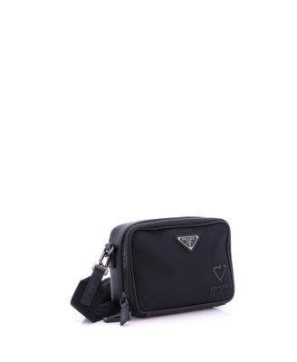Small Brique Camera Crossbody Bag Re-Nylon with Saffiano Leather