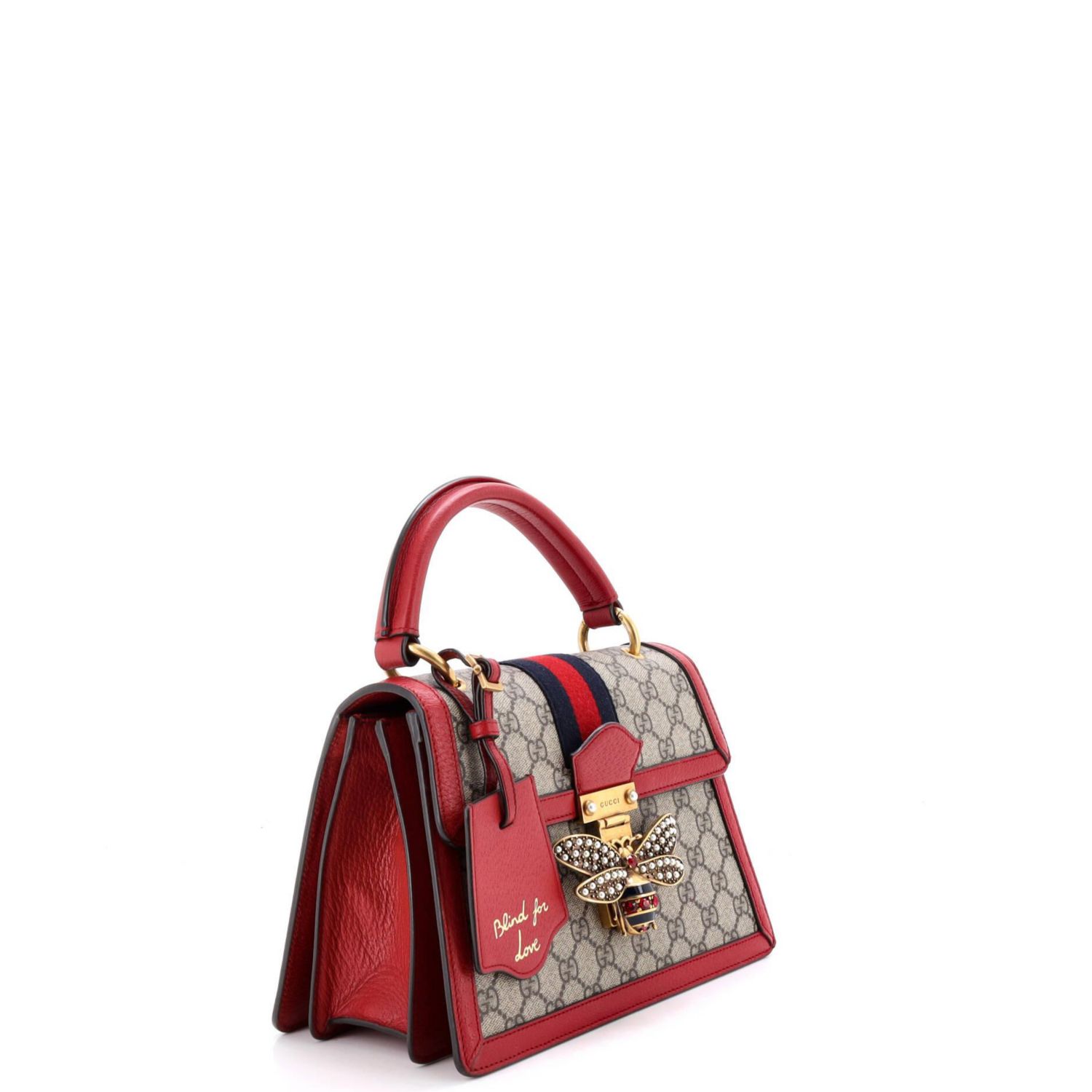 Small Queen Margaret Top Handle Bag GG Coated Canvas with Leather