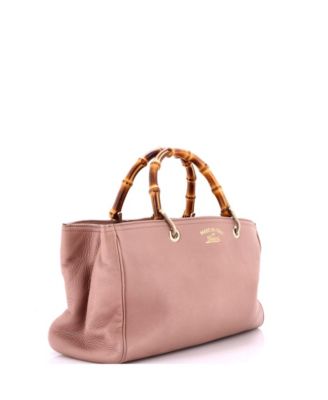 Medium Bamboo Shopper Tote Leather