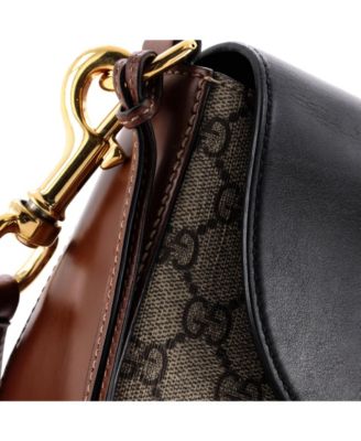 Medium Padlock Saddle Shoulder Bag GG Coated Canvas and Leather