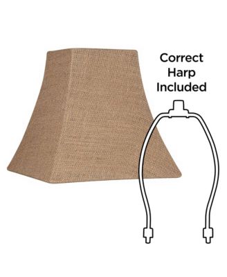 Burlap Small Square Lamp Shade 5.25" Top x 10" Bottom x 9.5" Slant x 9" High (Spider) Replacement with Harp and Finial