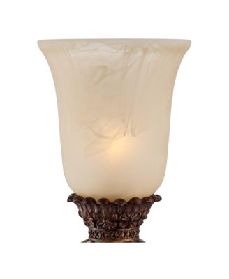 Traditional Uplight Accent Table Lamps 23 1/4" High Set of 2 Light Gold Alabaster Glass Shade for Living Room Bedroom