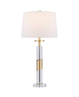 Alfred 30 1/2" High Soft Brass and Crystal Column Table Lamp