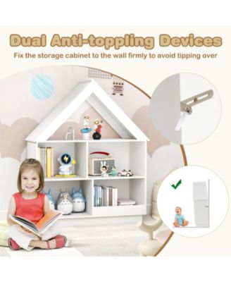 3 Tier House Shaped Kids Toy Storage Organizer with Open Shelves